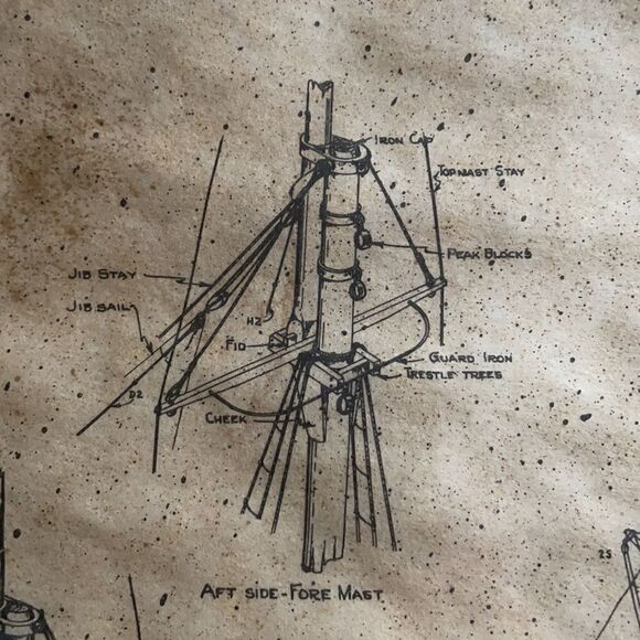 Vintage Antique Framed Blueprint Schooner Elsie Out of Gloucester, Mass. 1910 - Picture 8 of 16